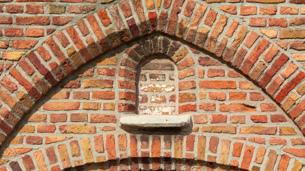 Historic masonry restoration close up